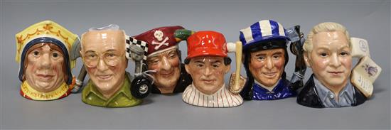 Six Royal Doulton small character jugs, Tallest 12cm